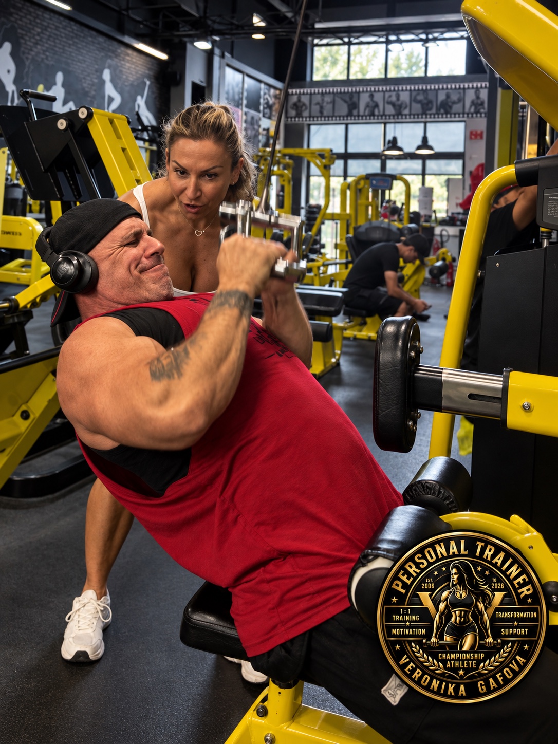 Veronika coaching a client through an arm exercise